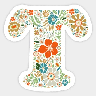 Hippie Floral Letter T Sticker